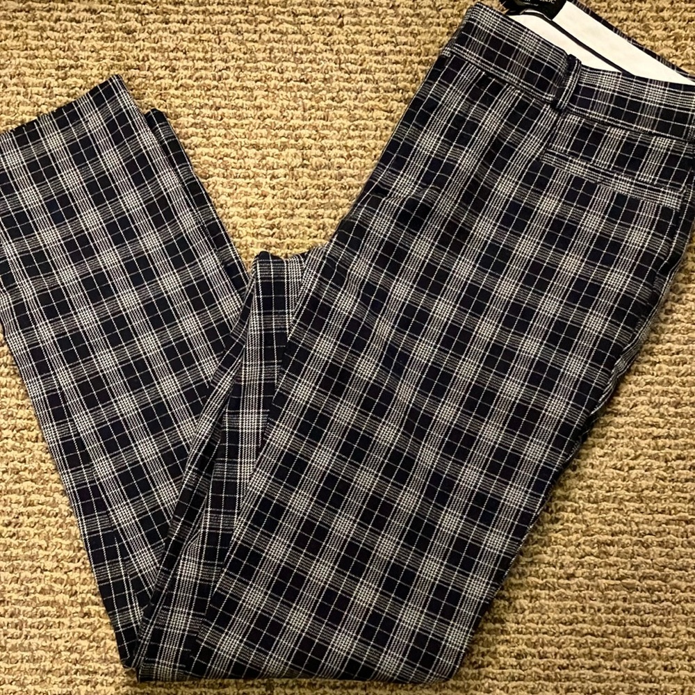 Banana Republic Black and Gray Ankle Plaid Pants